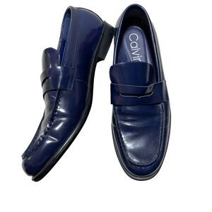 Calvin Klein Navy Penny Loafer New 9 Medium‎ Leather Upper